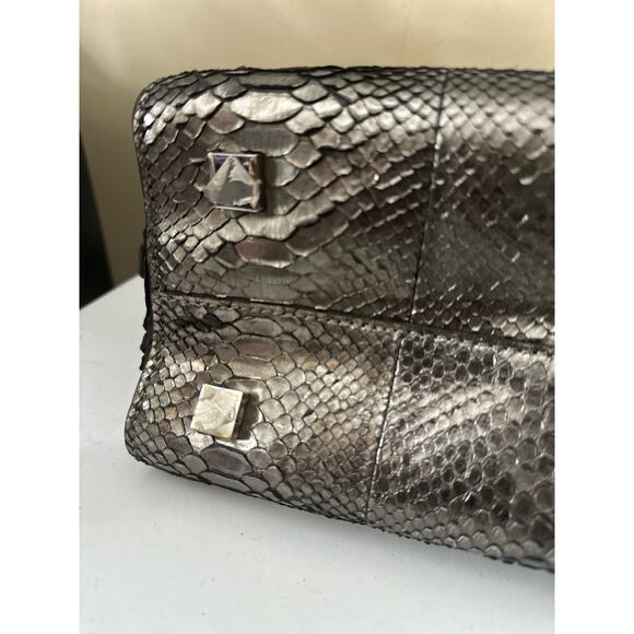 Michael Kors Runway Collection Gia Satchel Python Handbag Purse - Anthracite - Picture 10 of 13